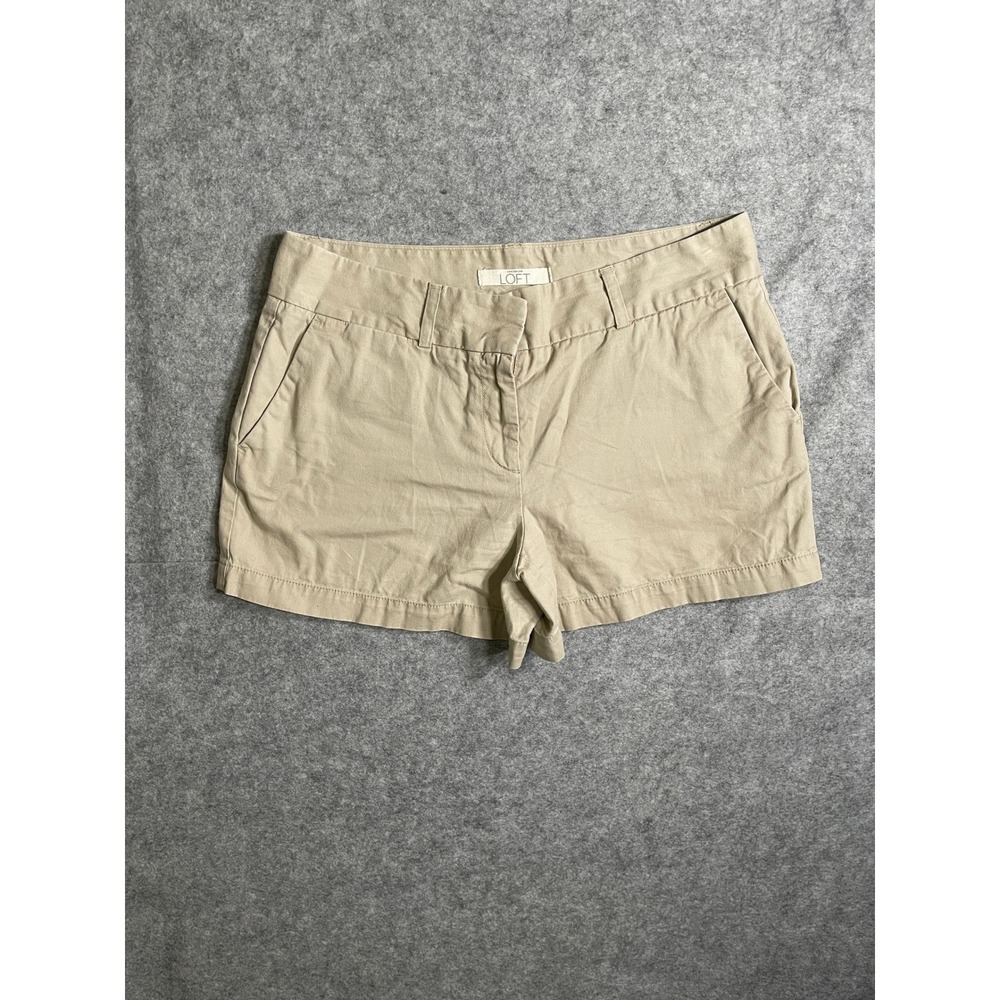 Ann Taylor LOFT Womens Khaki Chino Shorts Tan Mid Rise Casual Summer Size 8